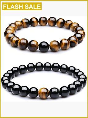 Healing Stone Stretch Bracelets for Couples - 8mm Beads 2 Pcs